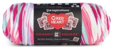 Red Heart Granny Squares - Soft White Pink Punch